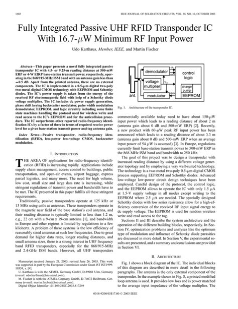 passive uhf rfid transponder|Fully integrated passive uhf rfid transponder ic with 16.7.